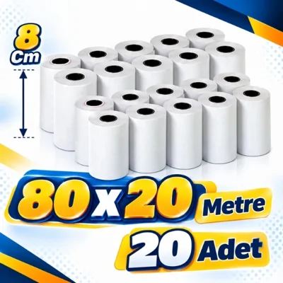 Rulo 80 X 20 Yazıcı kağıdı 20 Adet 2 Paket
