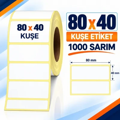 Etiket 80 X 40 Kuşe 1000 Sarım