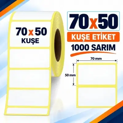 Etiket 70 X 50 Kuşe Barkod 1000 Sarım