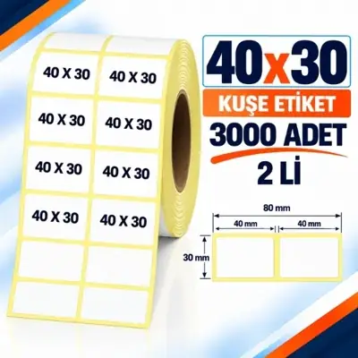 Etiket 40 X 30 2Li 3000 Adet Kuşe