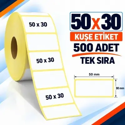 Etiket Kuşe 50 x 30 500 lü Tek Sıra