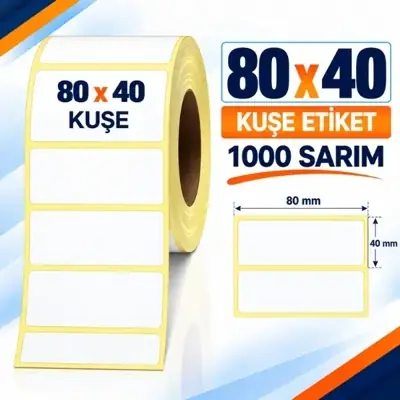 Etiket 80 X 40 Kuşe 1000 Sarım